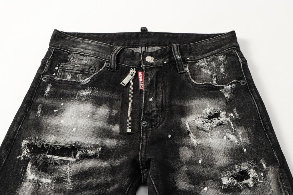 Slim-Fit Distressed Denim Jeans