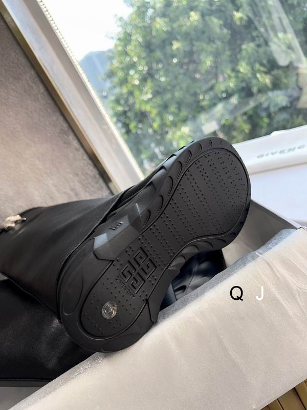 Leather Platform Knee Boots