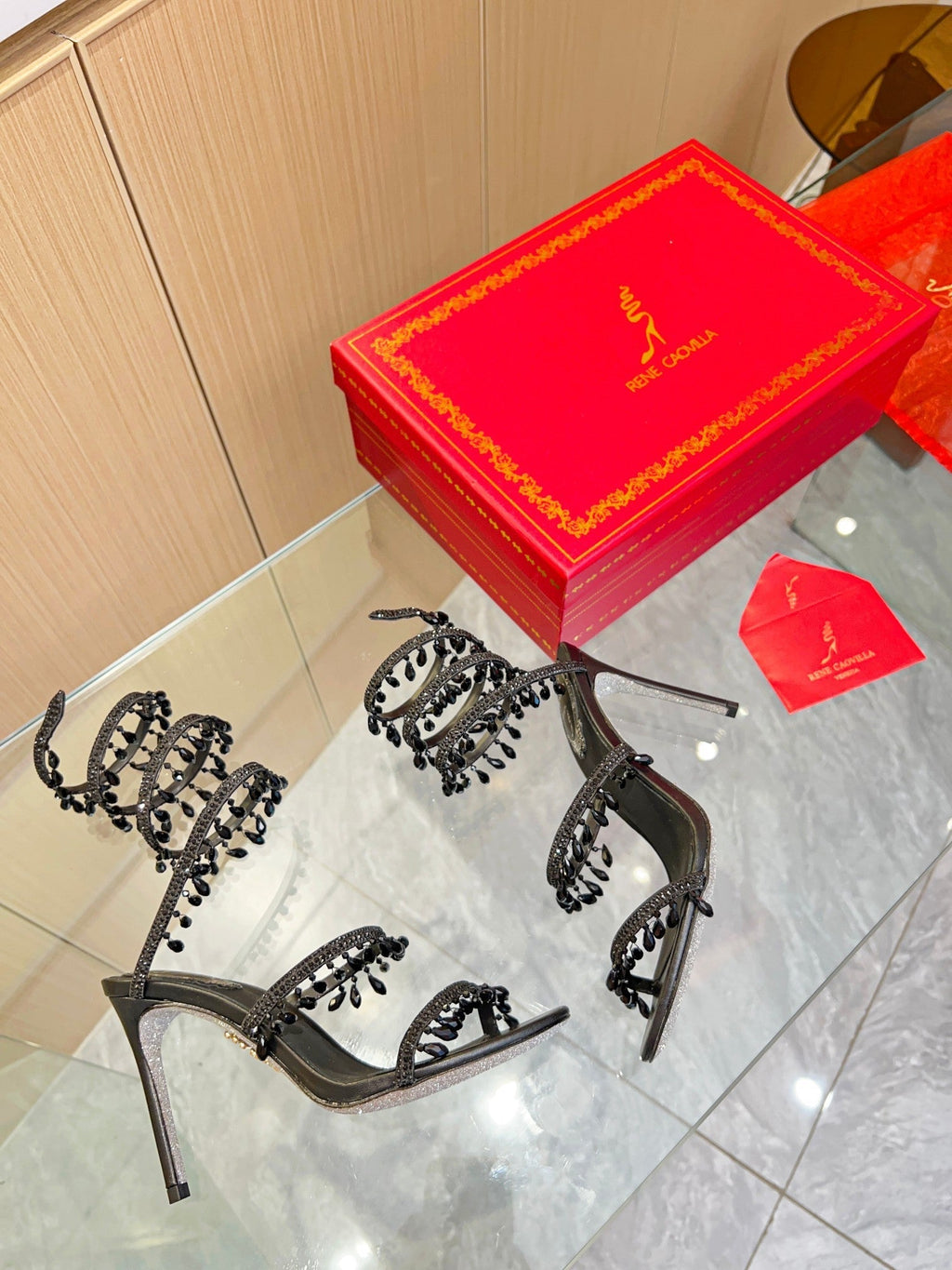 Cleo Crystal Strap Sandals