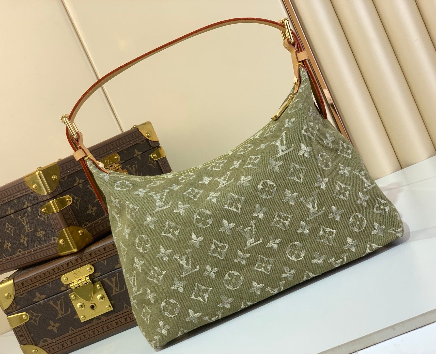 Vintage Denim Messenger Bag Green